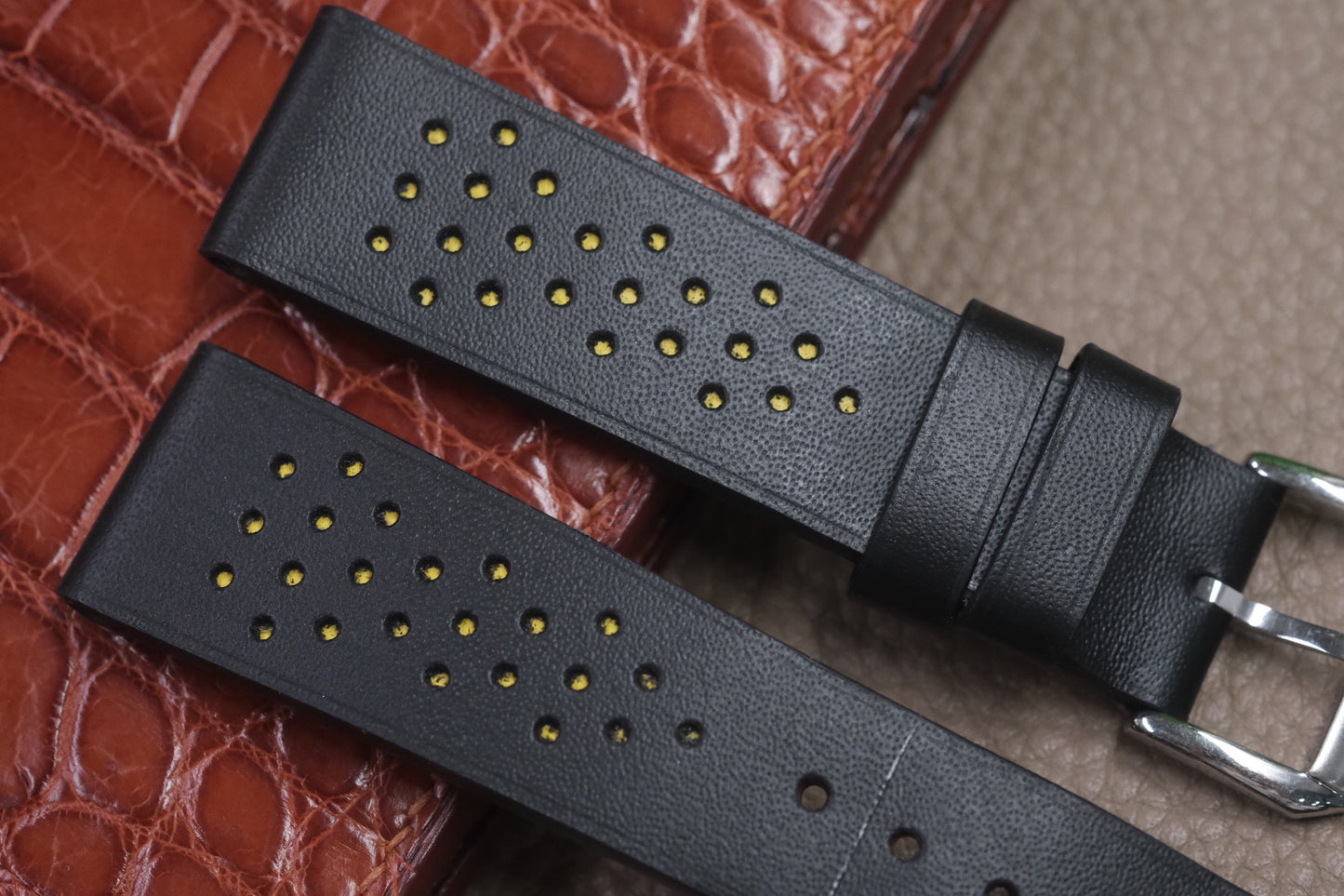 BLACK COW LEATHER WATCH STRAP RD55