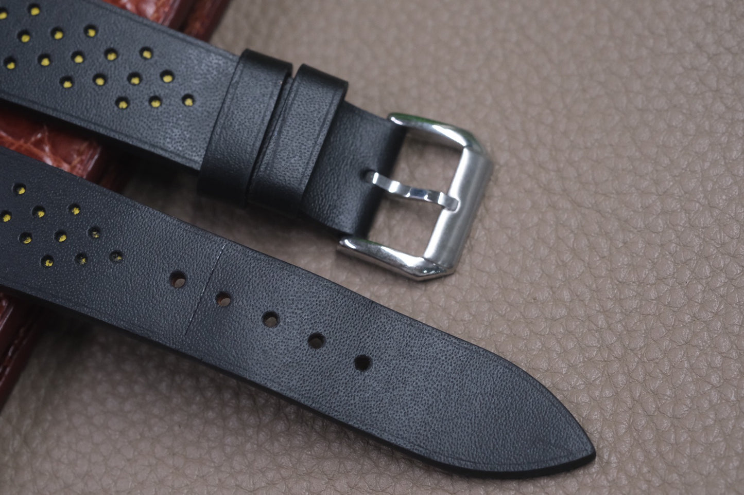 BLACK COW LEATHER WATCH STRAP RD55