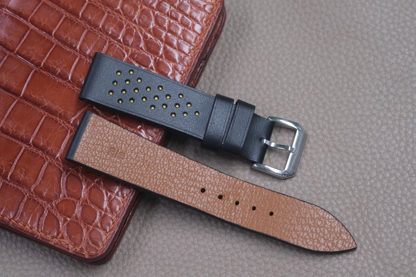 BLACK COW LEATHER WATCH STRAP RD55