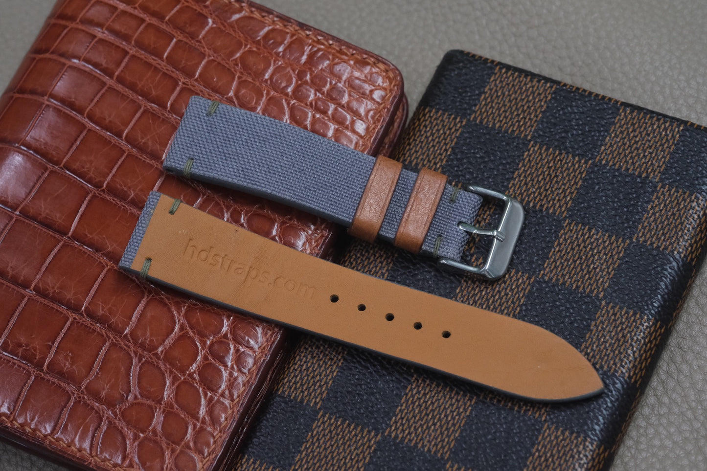 GREY CANVAS LEATHER WATCH STRAP RD62