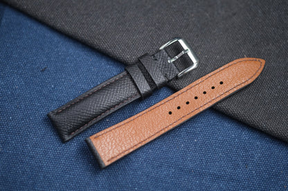 BLACK EPSOM LEATHER WATCH STRAP RD65