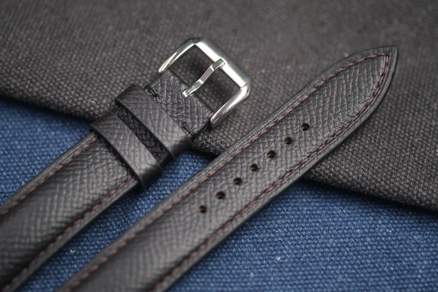 BLACK EPSOM LEATHER WATCH STRAP RD65