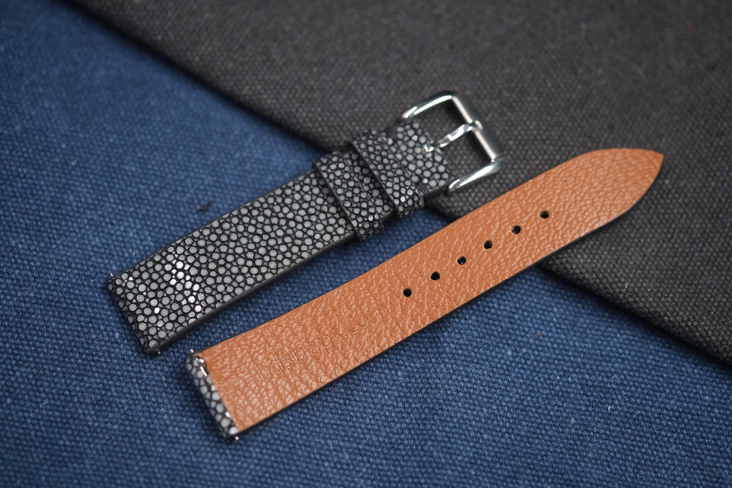 BLACK STINGRAY LEATHER WATCH STRAP RD67