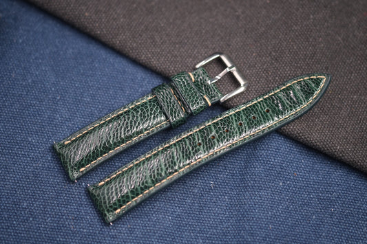 GREEN OSTRICH LEG SKIN LEATHER STRAP RD71