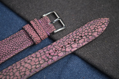 PURPLE OSTRICH LEG SKIN LEATHER STRAP RD75