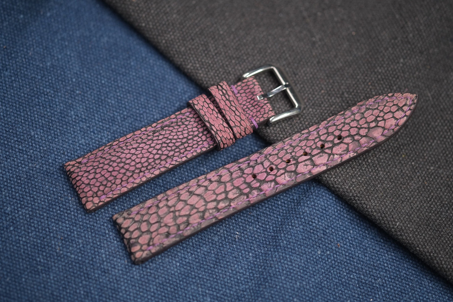 PURPLE OSTRICH LEG SKIN LEATHER STRAP RD75