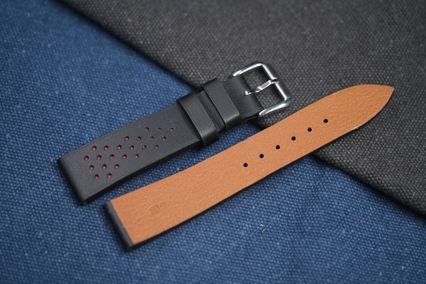 BLACK COW LEATHER WATCH STRAP RD85