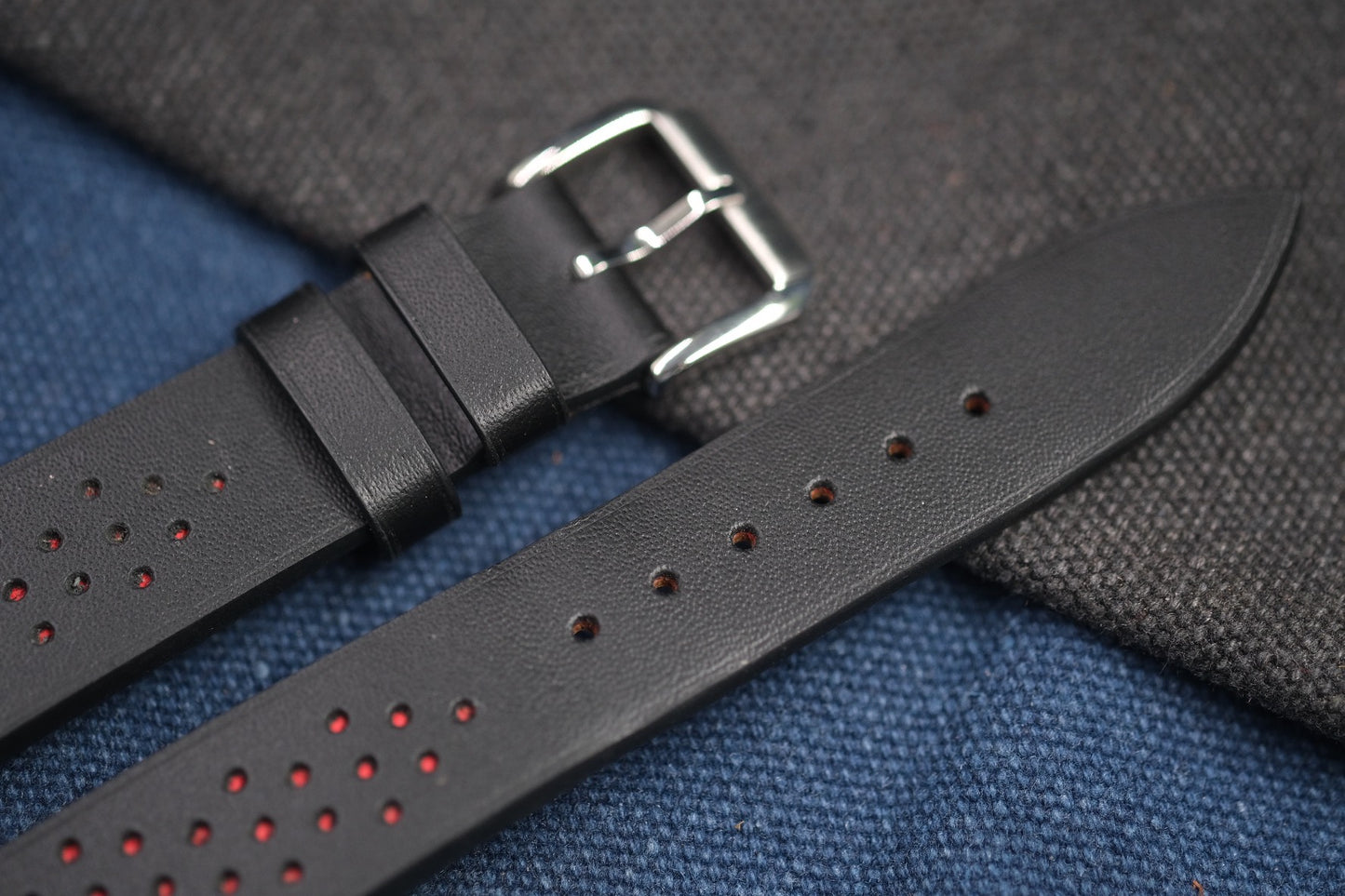 BLACK COW LEATHER WATCH STRAP RD85