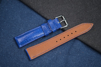 BLUE OSTRICH LEG SKIN LEATHER STRAP RD77