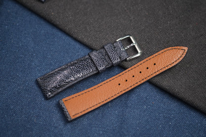 NAVY BLUE OSTRICH LEGSKIN LEATHER STRAP RD79