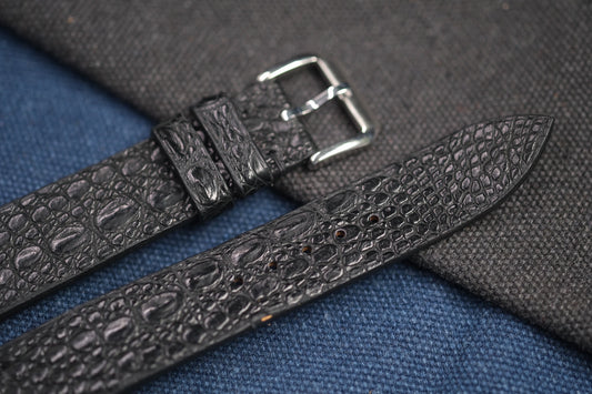 BLACK CROCODILE LEATHER WATCH STRAP RD81