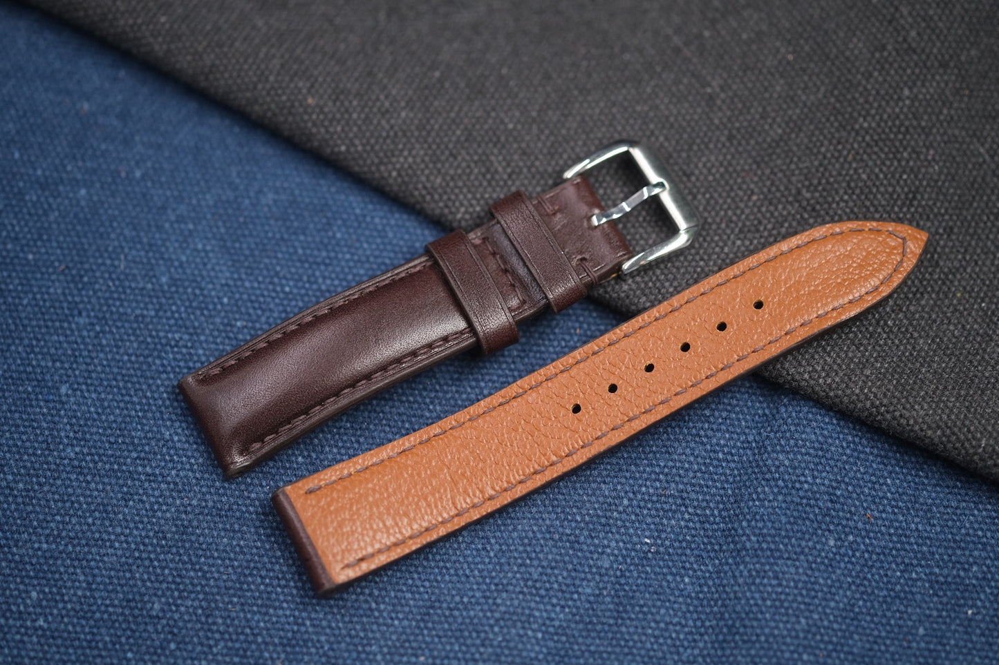 DARK BROWN COW LEATHER WATCH STRAP RD82