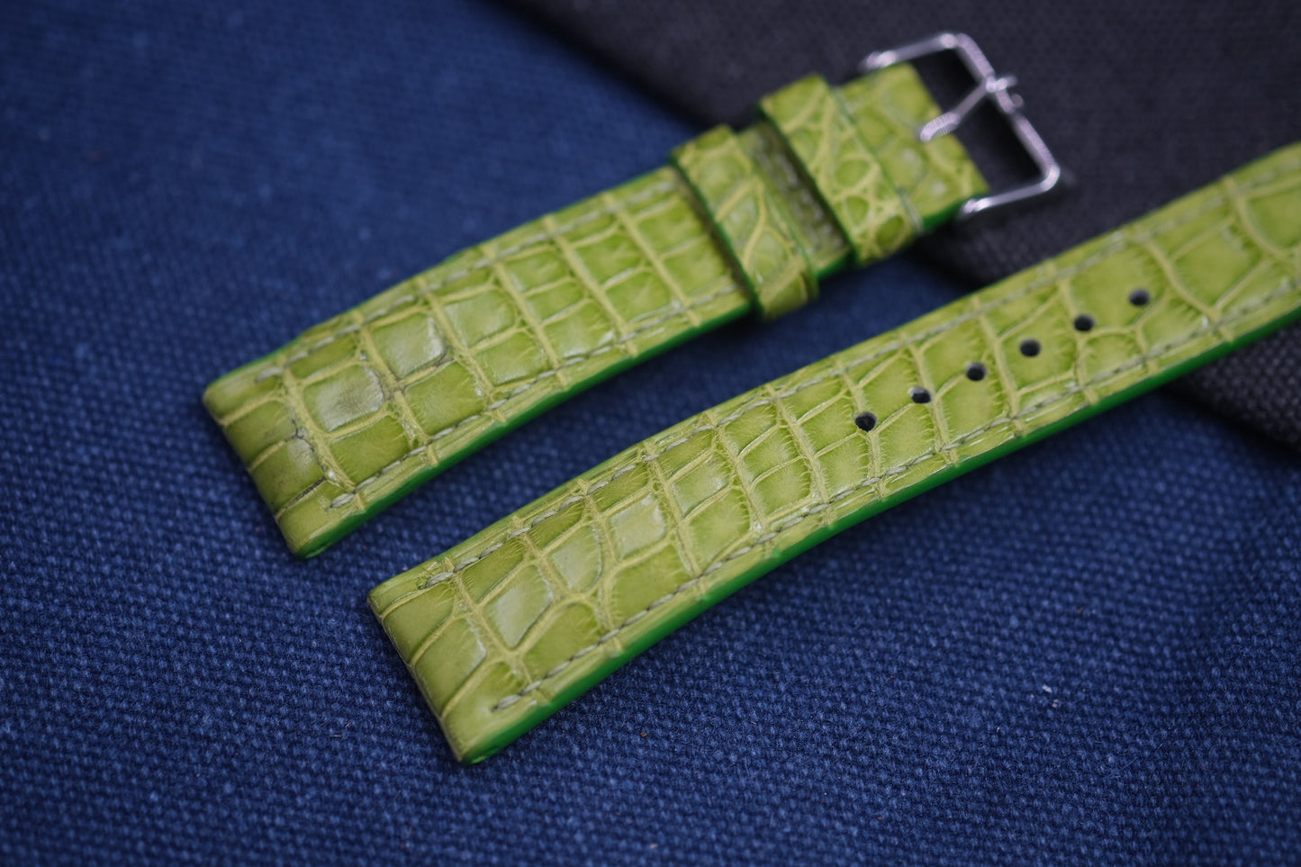 GREEN CROCODILE LEATHER WATCH STRAP RD83