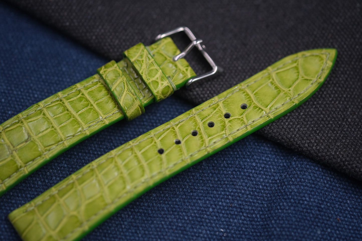 GREEN CROCODILE LEATHER WATCH STRAP RD83