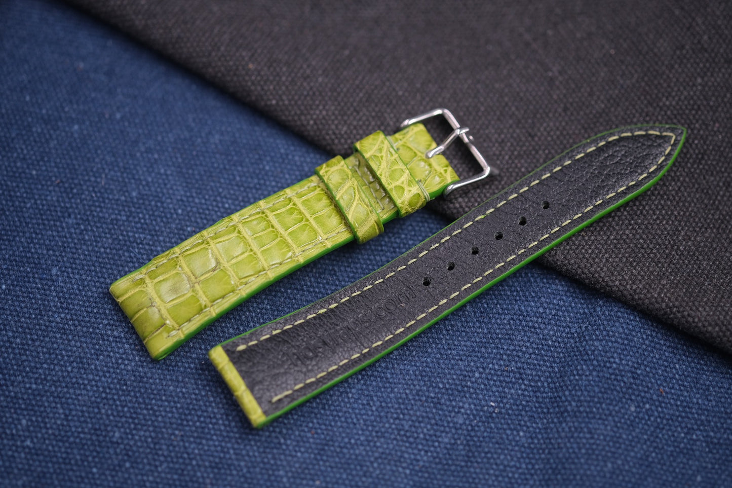 GREEN CROCODILE LEATHER WATCH STRAP RD83