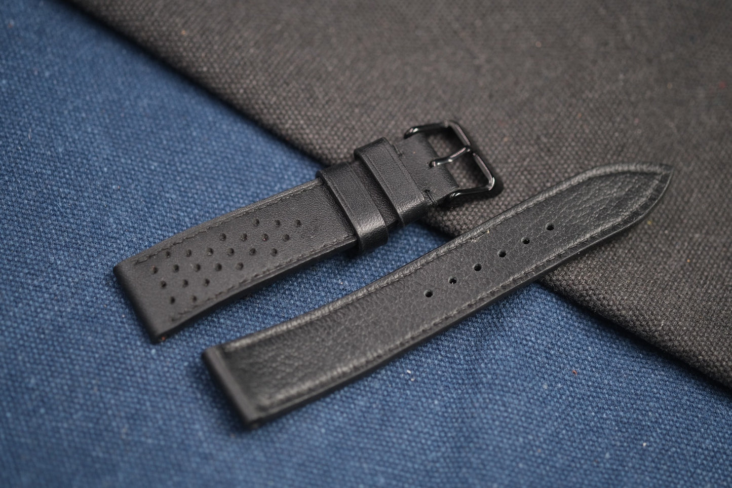 BLACK COW LEATHER WATCH STRAP RD84