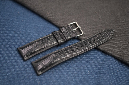 BLACK CROCODILE LEATHER WATCH STRAP RD90