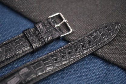 BLACK CROCODILE LEATHER WATCH STRAP RD90