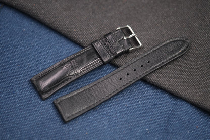 BLACK CROCODILE LEATHER WATCH STRAP RD89