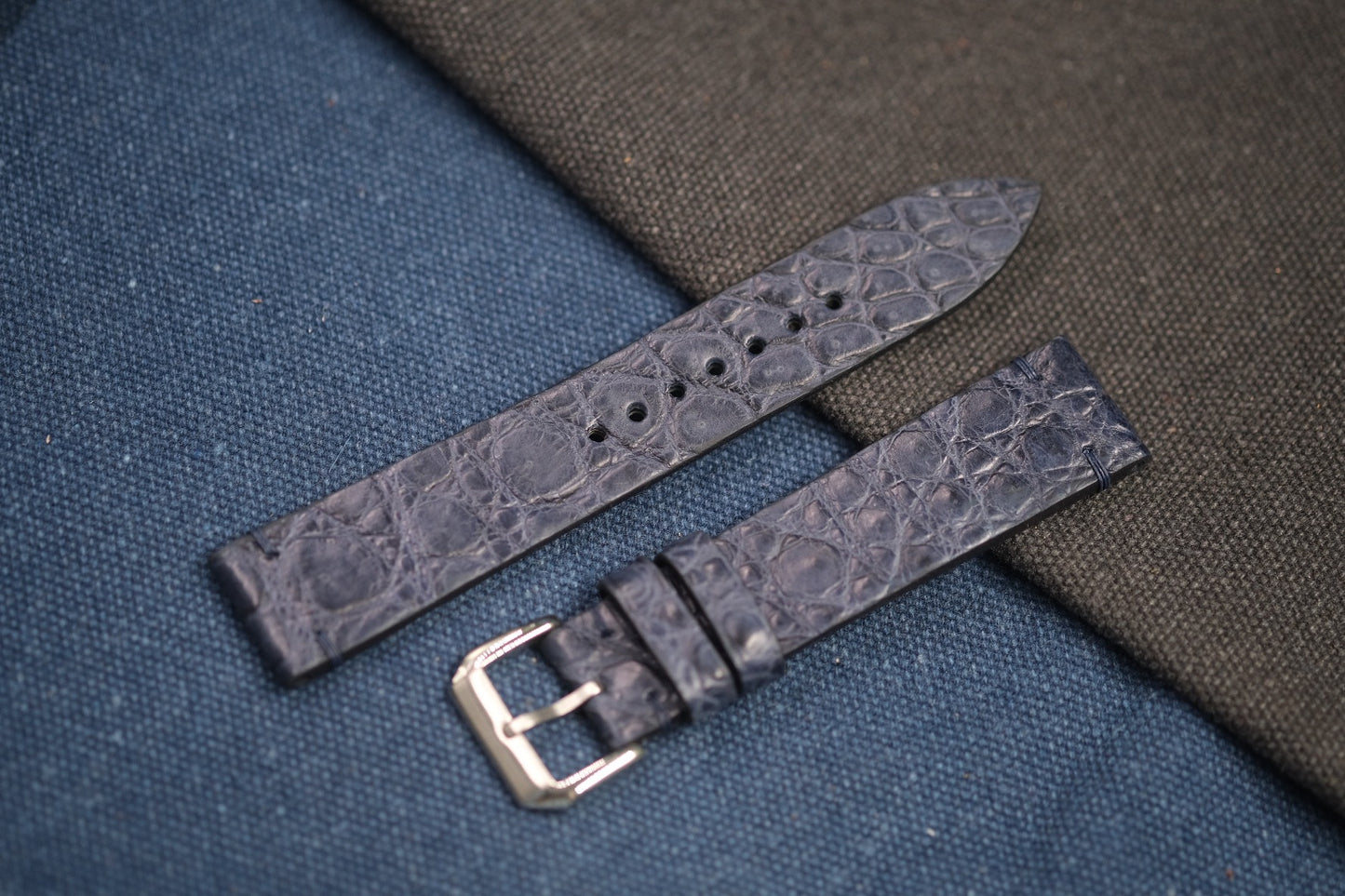 DARK GREY CROCODILE LEATHER WATCH STRAP RD92