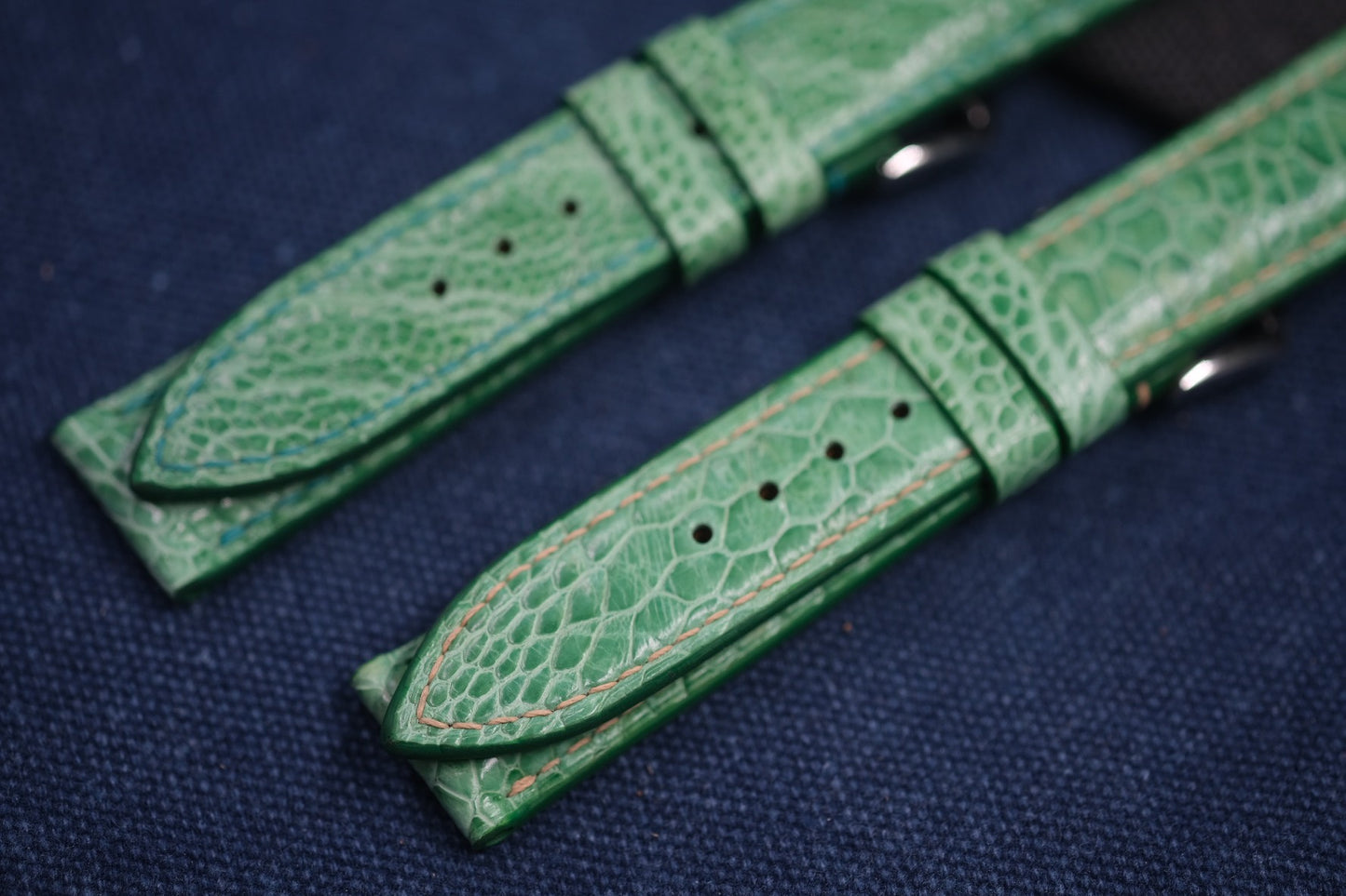 GREEN OSTRICH LEG SKIN LEATHER WATCH STRAP RD91