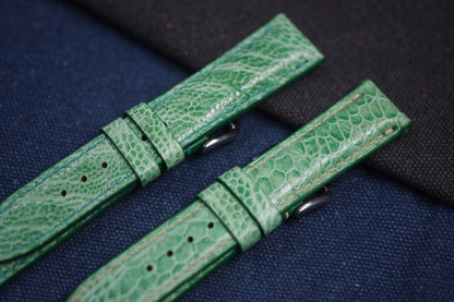 GREEN OSTRICH LEG SKIN LEATHER WATCH STRAP RD91