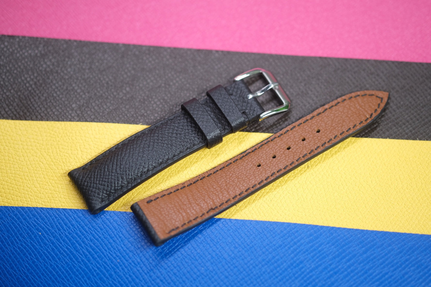 BLACK EPSOM LEATHER WATCH STRAP RD93