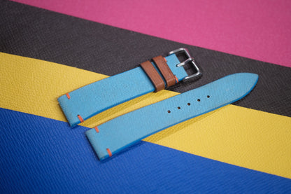 CYAN BLUE CANVAS LEATHER WATCH STRAP RD94