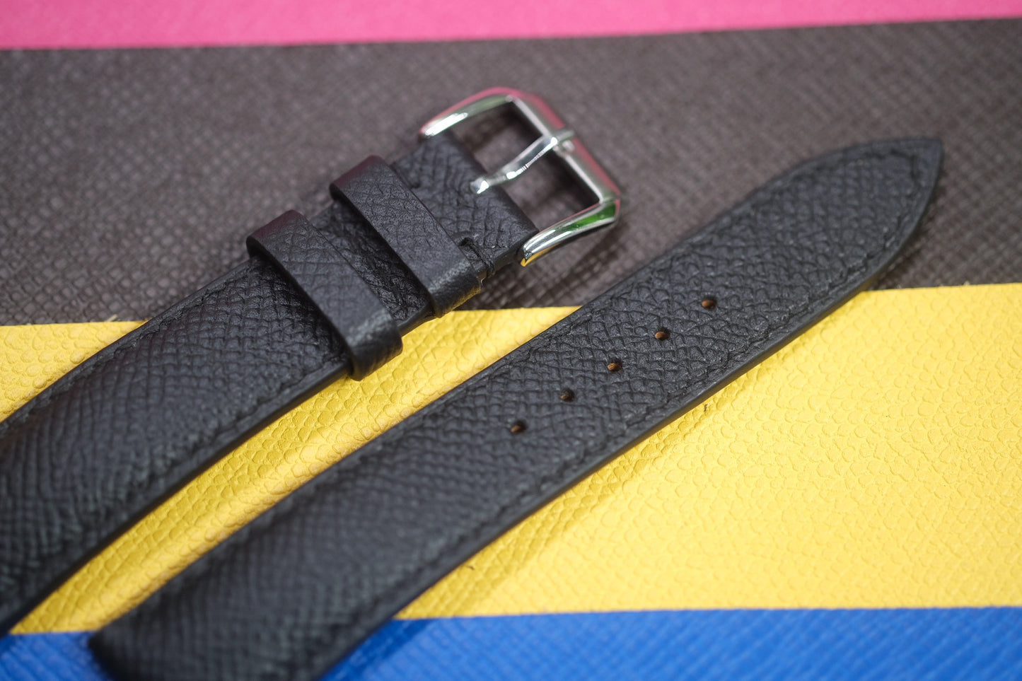 BLACK EPSOM LEATHER WATCH STRAP RD93