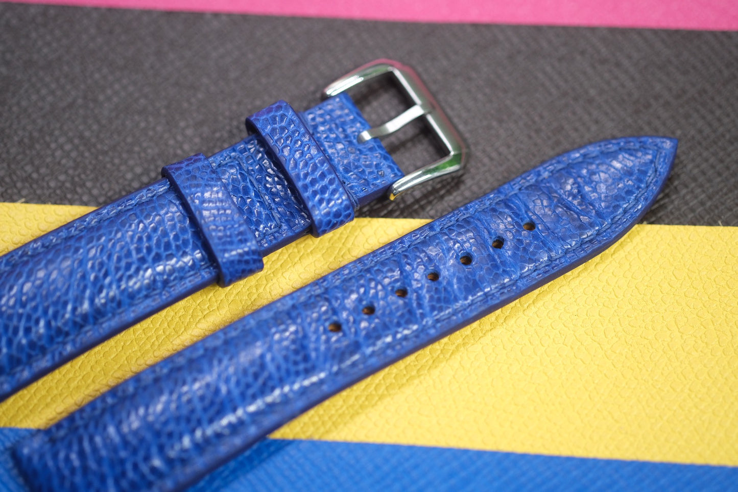 BLUE OSTRICH LEG SKIN LEATHER WATCH STRAP RD95