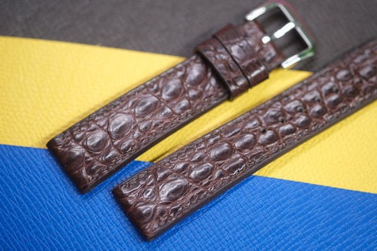 BROWN HORNBACK CROCODILE LEATHER WATCH STRAP RD96