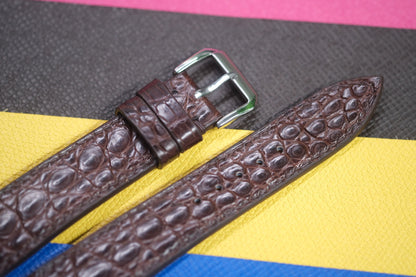 BROWN HORNBACK CROCODILE LEATHER WATCH STRAP RD96