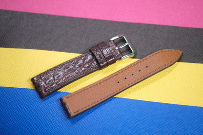 BROWN HORNBACK CROCODILE LEATHER WATCH STRAP RD96