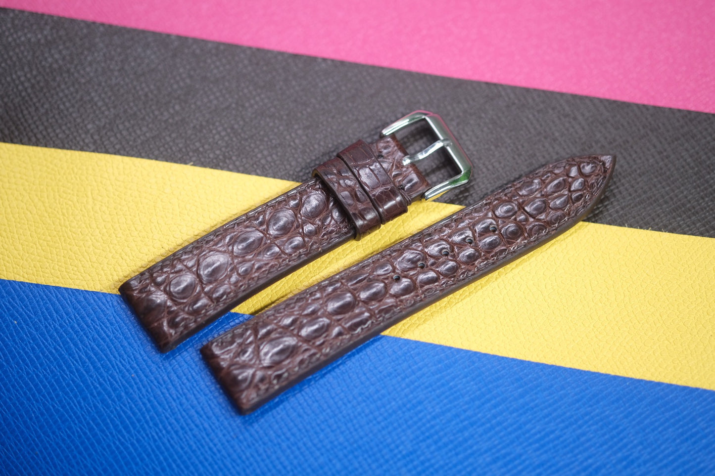 BROWN HORNBACK CROCODILE LEATHER WATCH STRAP RD96