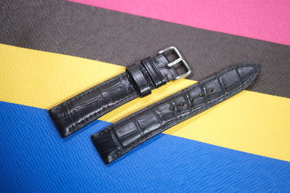 BLACK CROCODILE LEATHER WATCH STRAP RD97