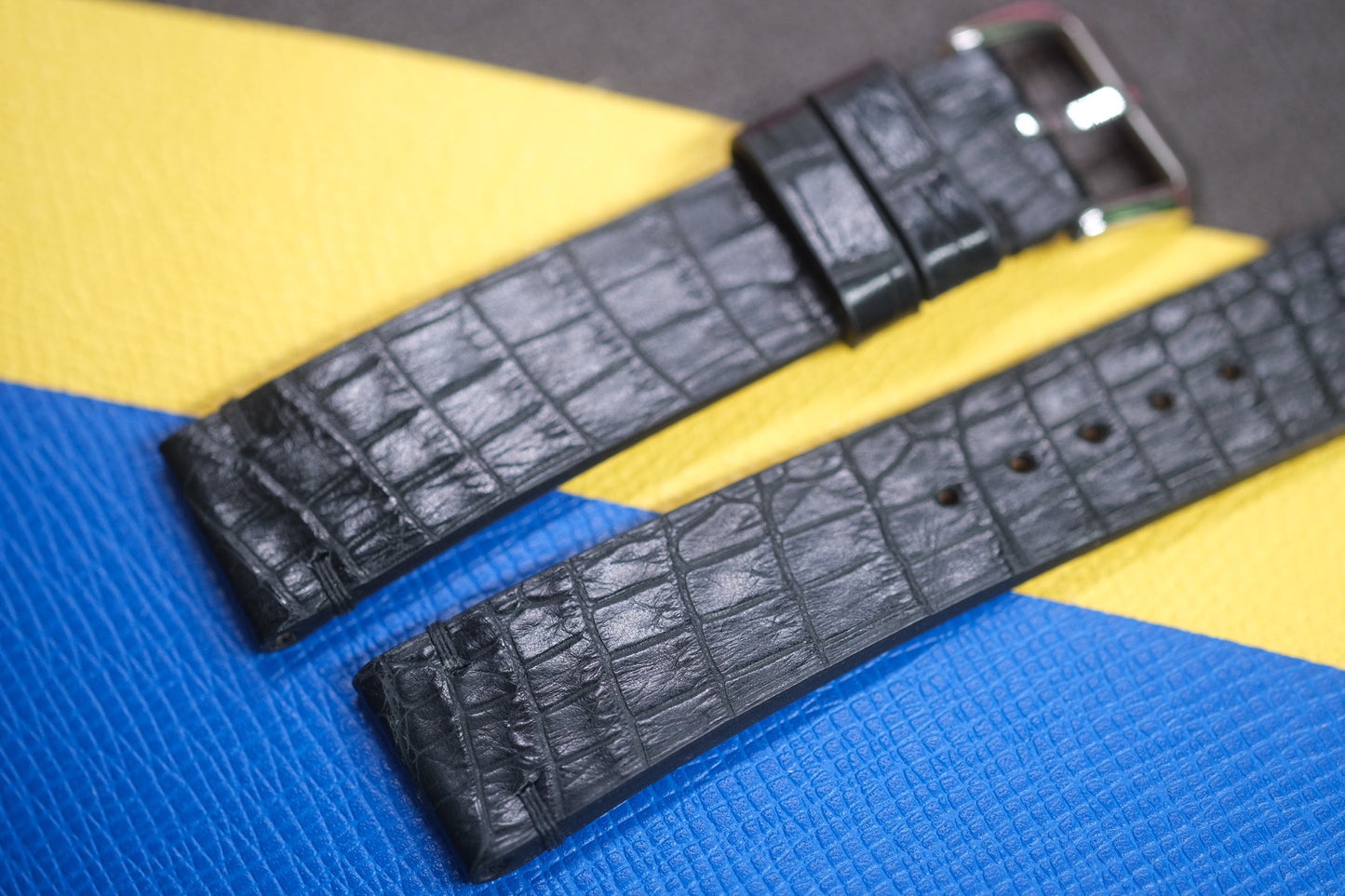 BLACK CROCODILE LEATHER WATCH STRAP RD101