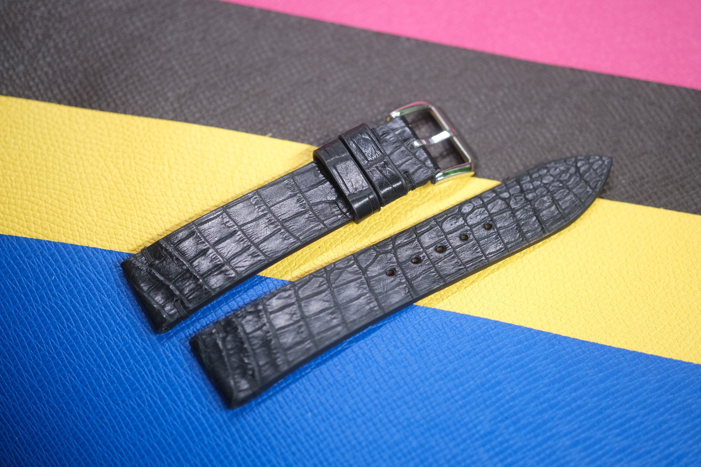 BLACK CROCODILE LEATHER WATCH STRAP RD101