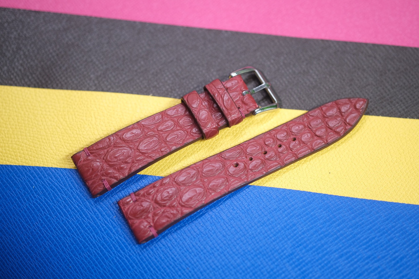 RED CROCODILE LEATHER WATCH STRAP RD102