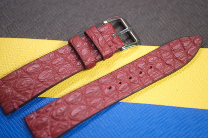 RED CROCODILE LEATHER WATCH STRAP RD102