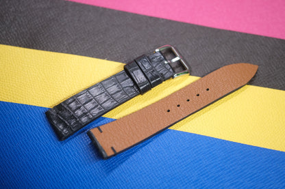 BLACK CROCODILE LEATHER WATCH STRAP RD101