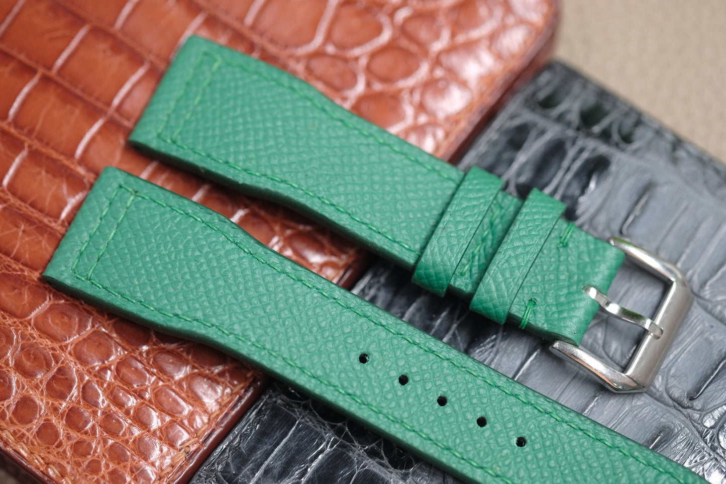 GREEN EPSOM LEATHER WATCH STRAP RD108