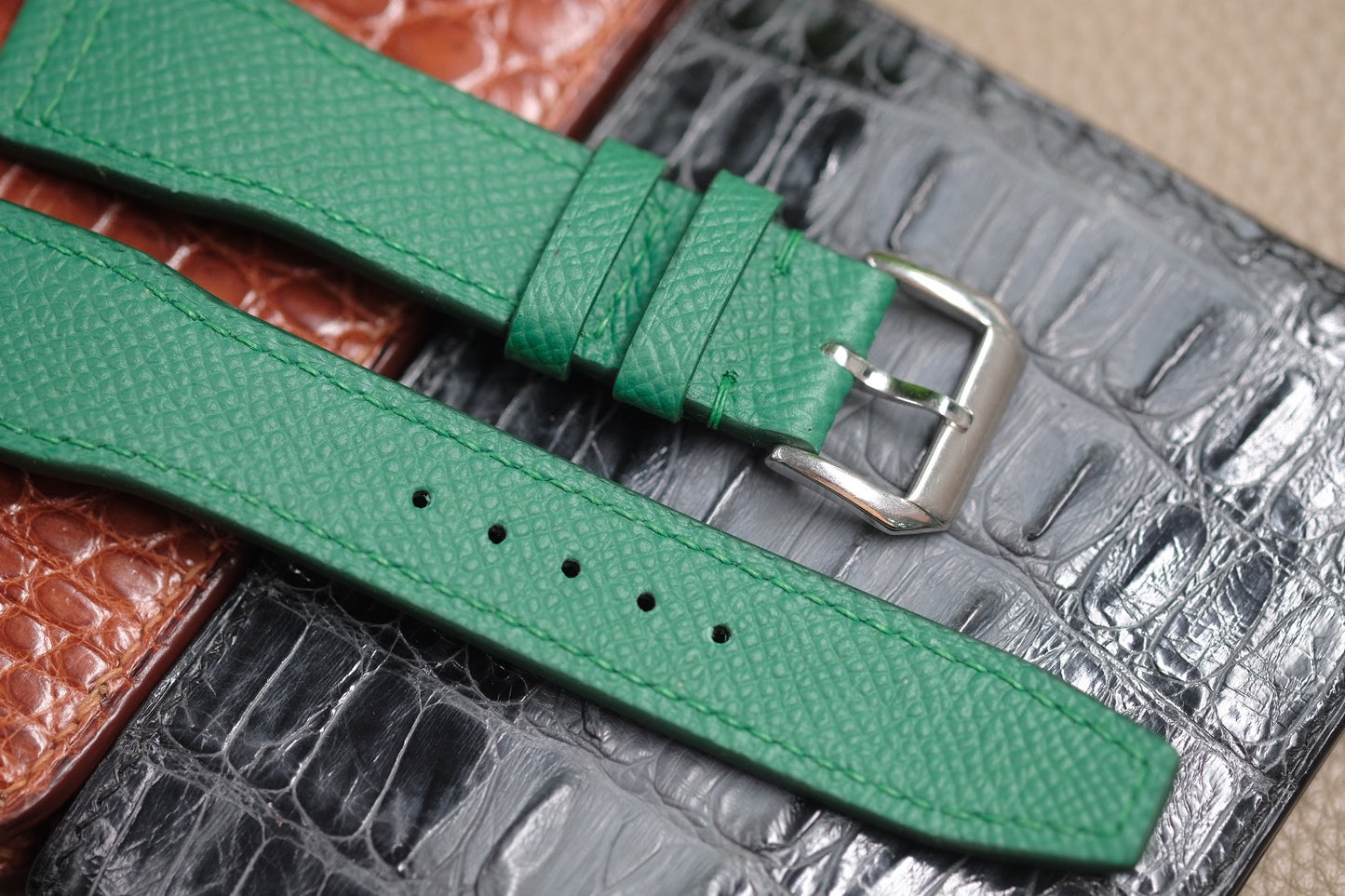 GREEN EPSOM LEATHER WATCH STRAP RD108