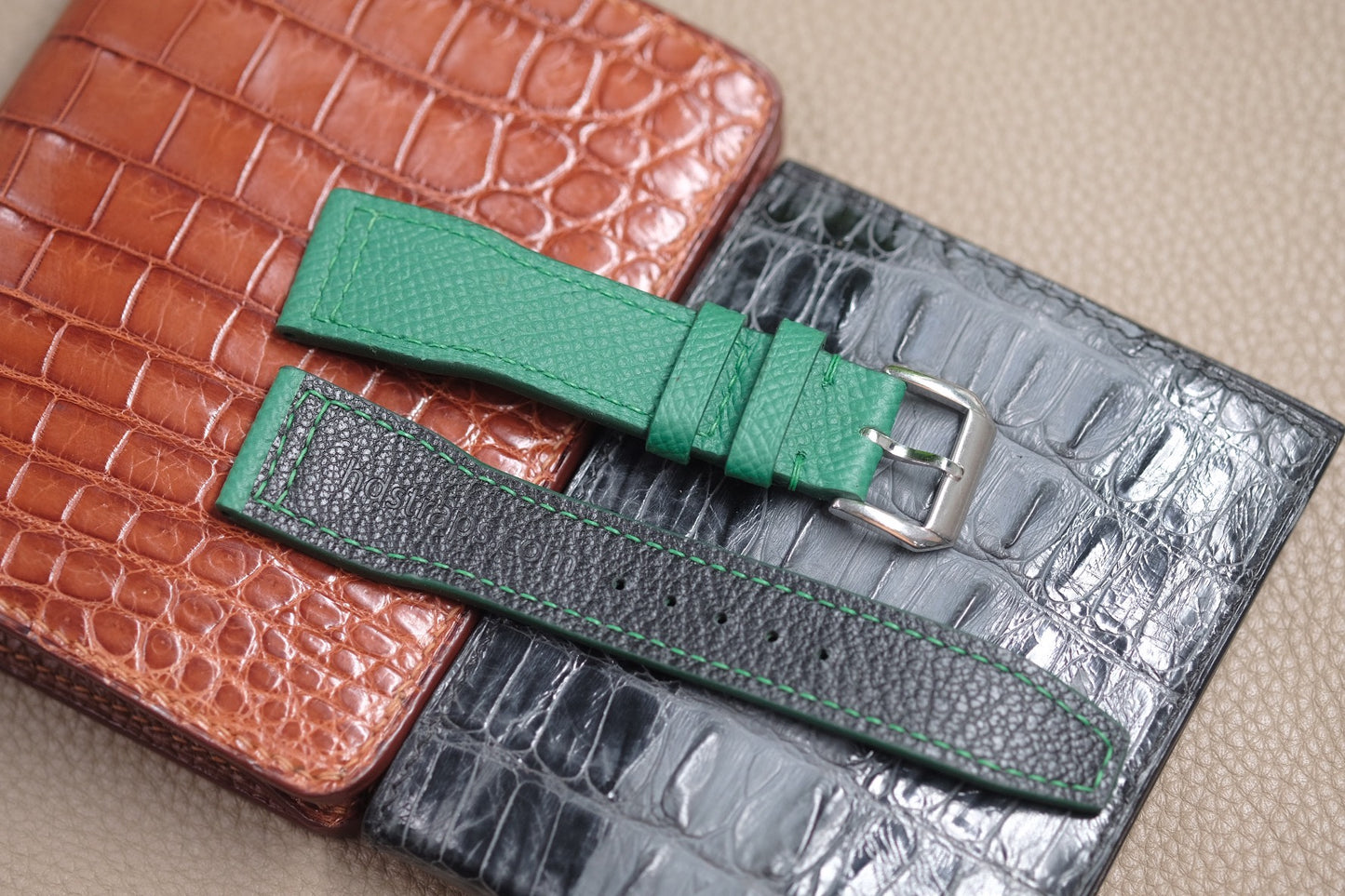 GREEN EPSOM LEATHER WATCH STRAP RD108