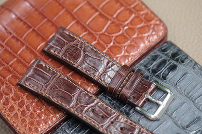 BROWN CROCODILE LEATHER WATCH STRAP RD109