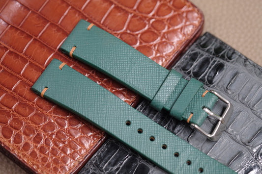 JADE GREEN SAFFIANO LEATHER WATCH STRAP RD110