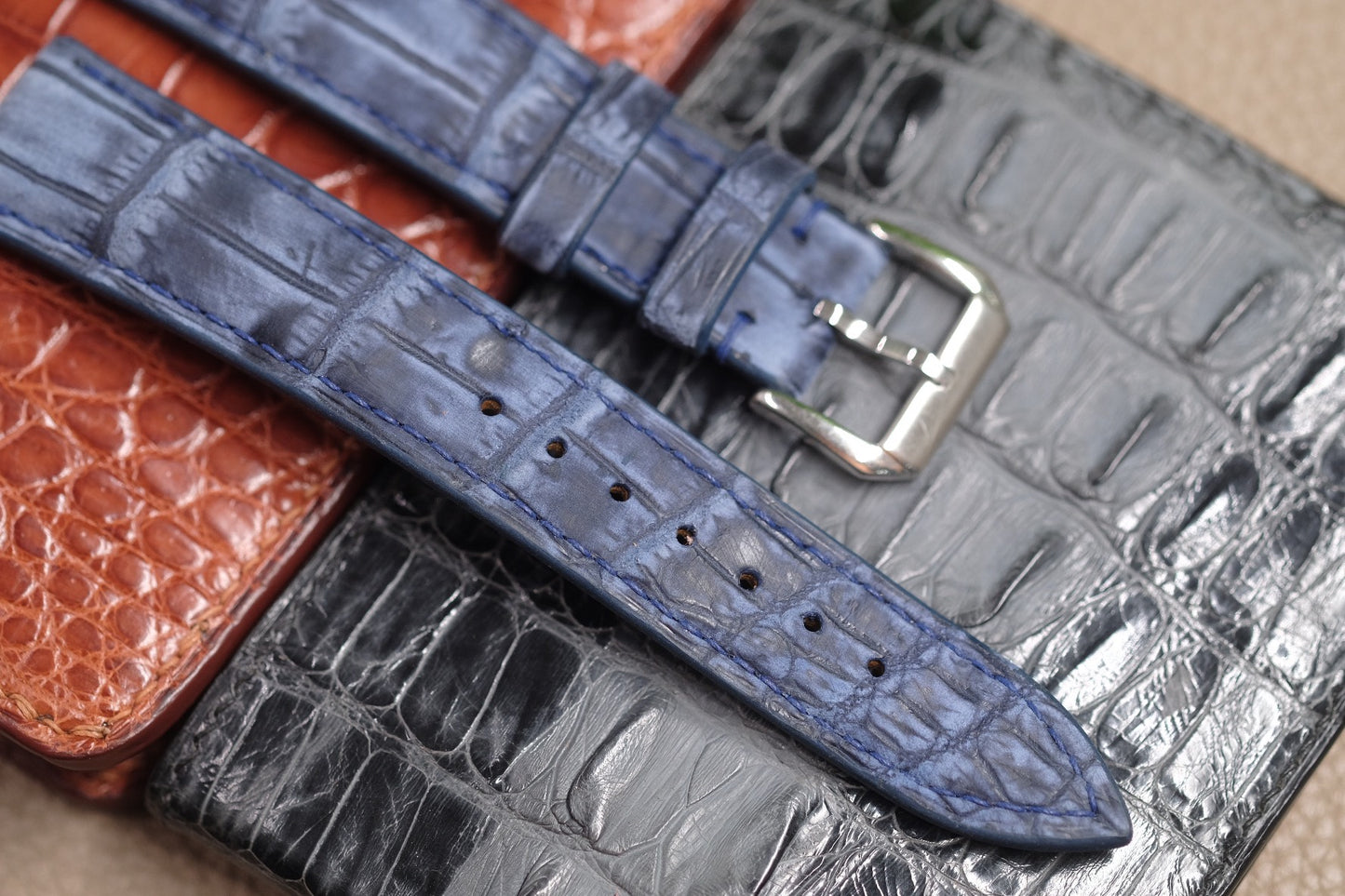 GREY NUBUCK CROCODILE LEATHER WATCH STRAP RD111