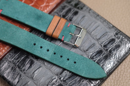 GREENISH BLUE SUEDE LEATHER WATCH STRAP RD114