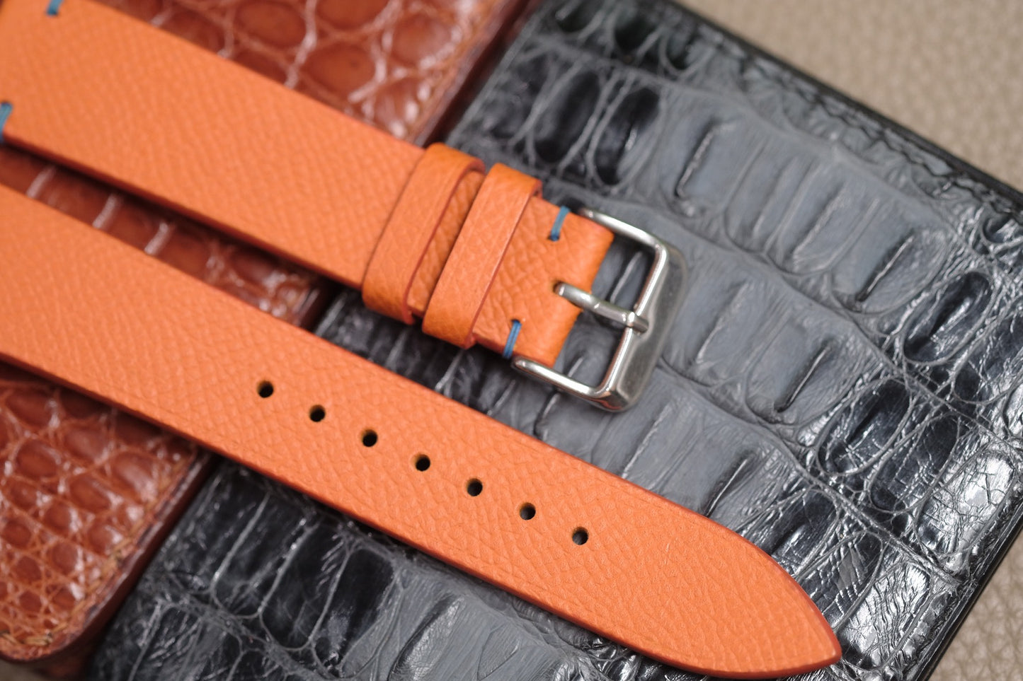 ORANGE SAFFIANO LEATHER WATCH STRAP RD115