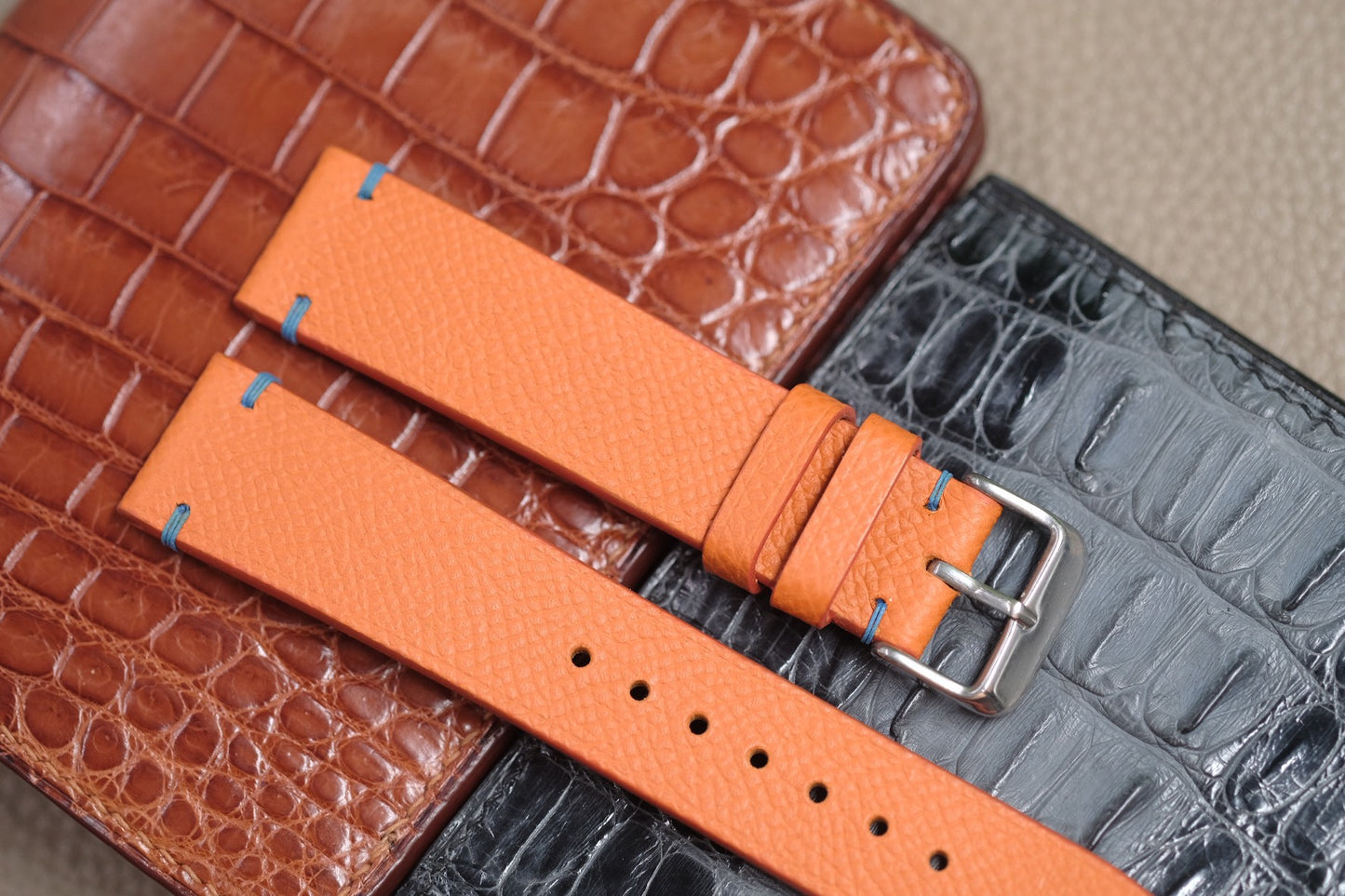 ORANGE SAFFIANO LEATHER WATCH STRAP RD115