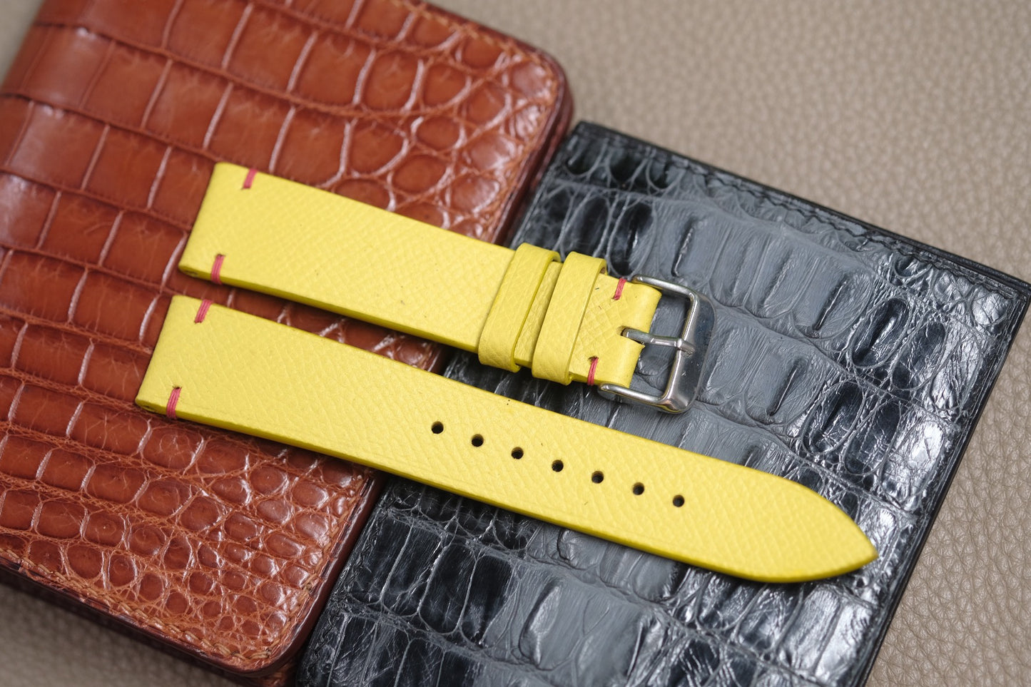 YELLOW SAFFIANO LEATHER WATCH STRAP RD116